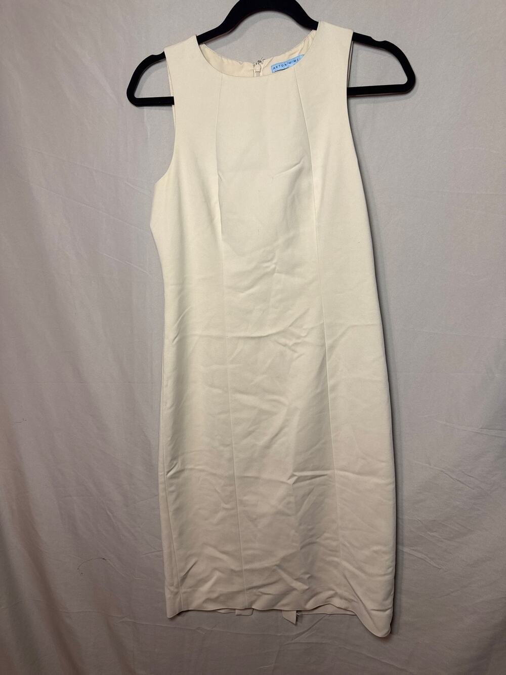 Antonio Melani Cream Below The Knee Midi Dress Size 4 Solid Minimalist